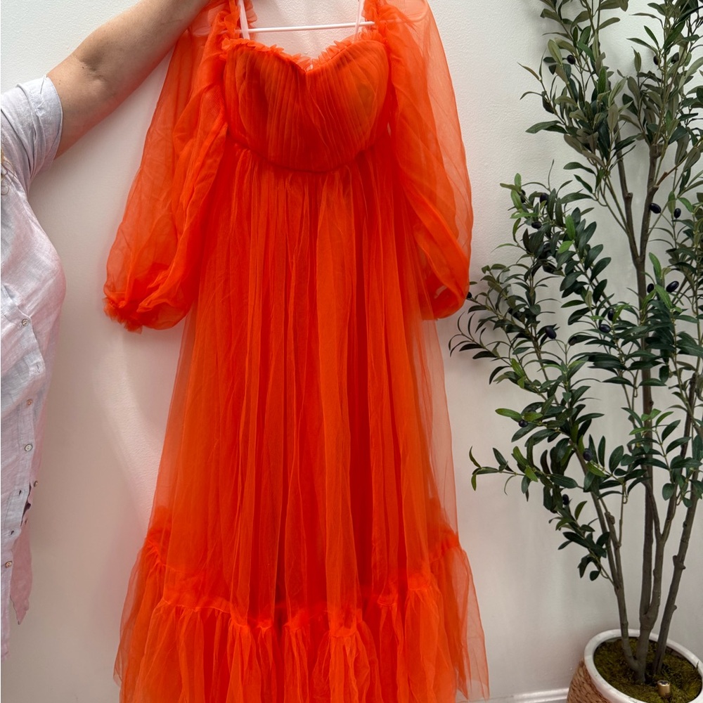 Vibrant Orange Tulle Dress